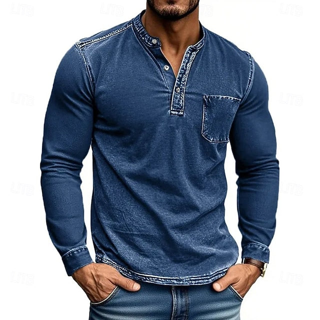 The Classic Henley Shirt: A Versatile Long Sleeve Top for Casual & Street Style
