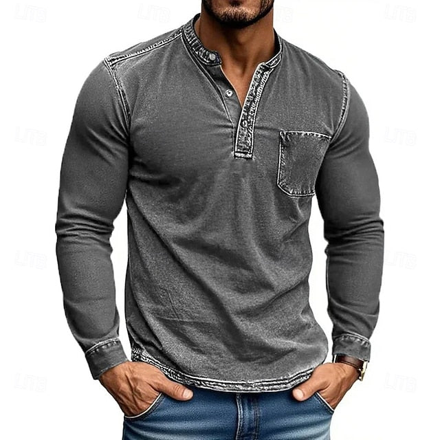 The Classic Henley Shirt: A Versatile Long Sleeve Top for Casual & Street Style