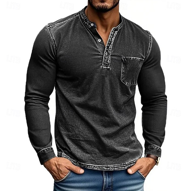 The Classic Henley Shirt: A Versatile Long Sleeve Top for Casual & Street Style