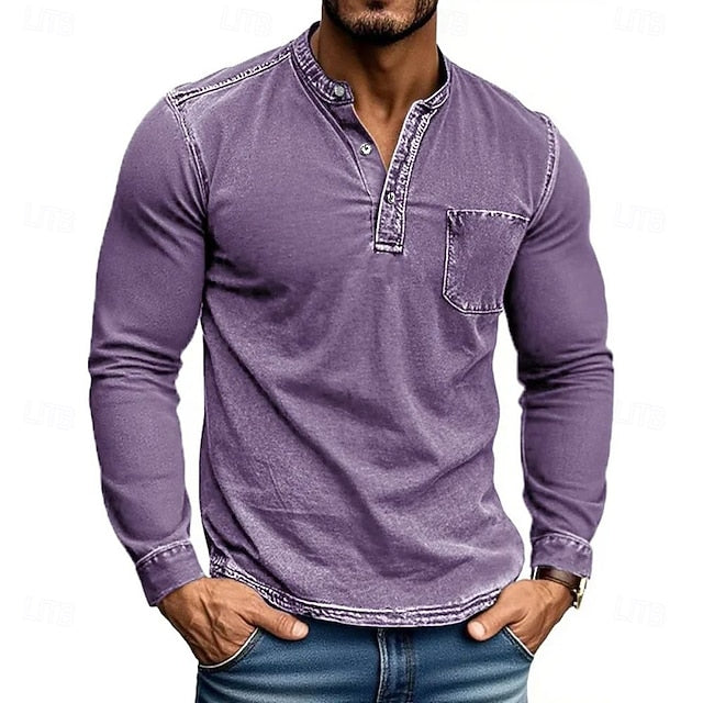The Classic Henley Shirt: A Versatile Long Sleeve Top for Casual & Street Style