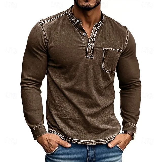 The Classic Henley Shirt: A Versatile Long Sleeve Top for Casual & Street Style