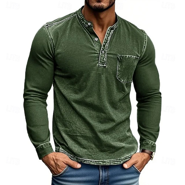 The Classic Henley Shirt: A Versatile Long Sleeve Top for Casual & Street Style