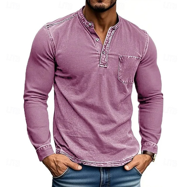 The Classic Henley Shirt: A Versatile Long Sleeve Top for Casual & Street Style