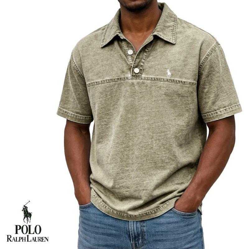 Washed Casual Slim Polo Shirt