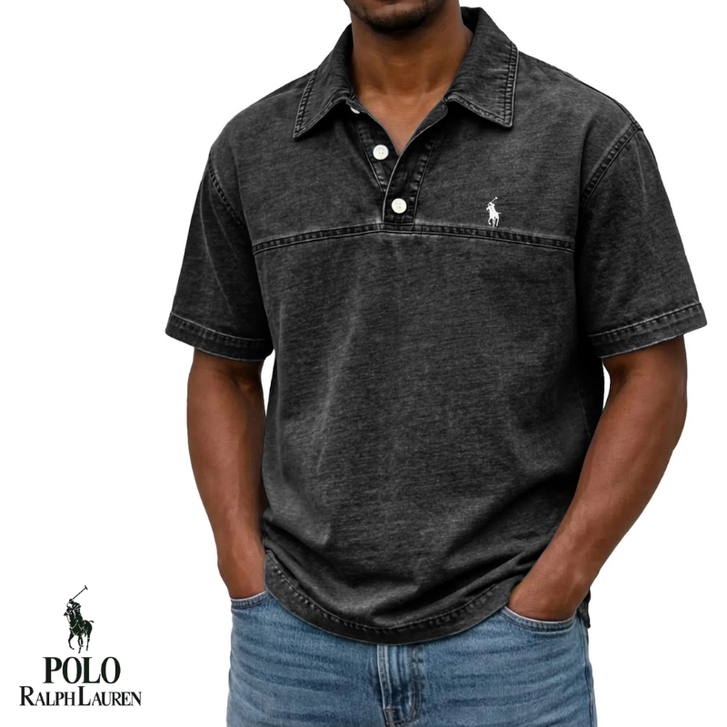 Washed Casual Slim Polo Shirt