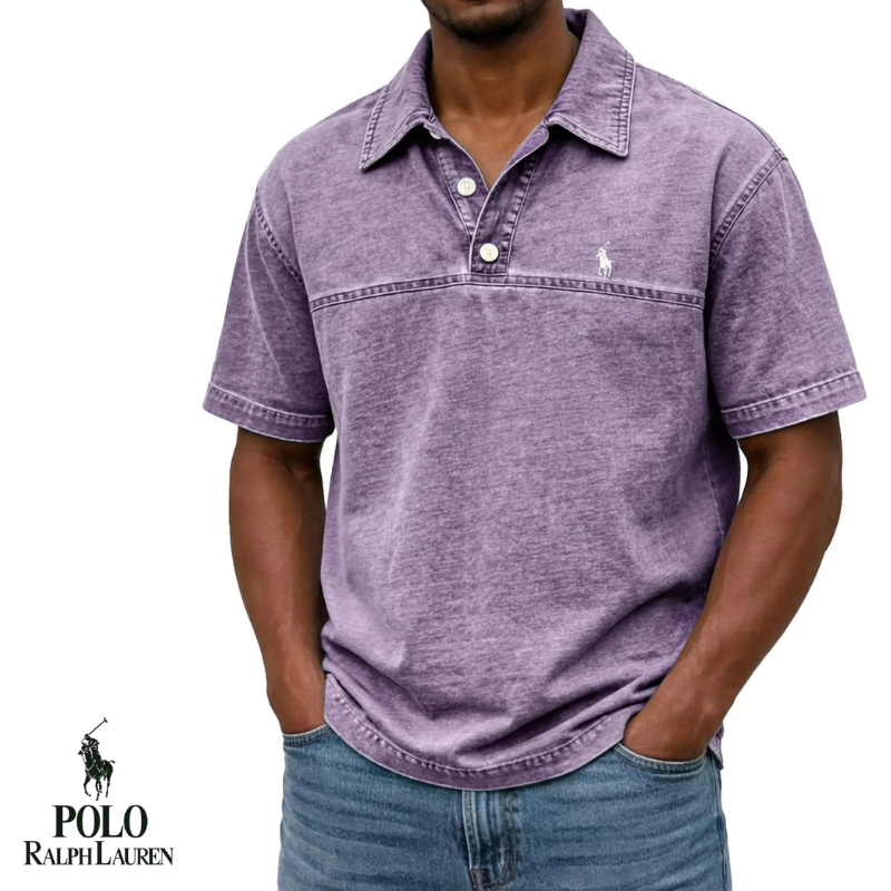 Washed Casual Slim Polo Shirt