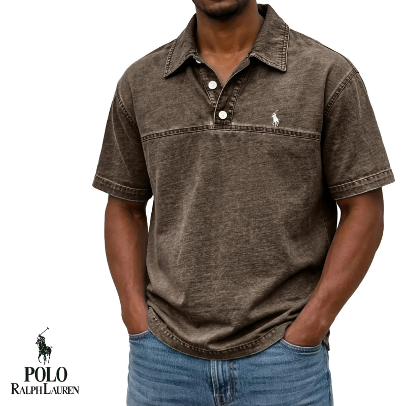 Washed Casual Slim Polo Shirt
