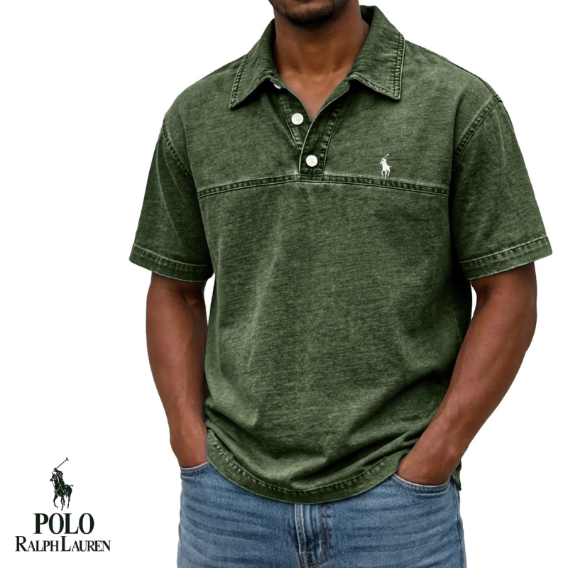 Washed Casual Slim Polo Shirt