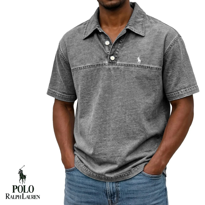 Washed Casual Slim Polo Shirt