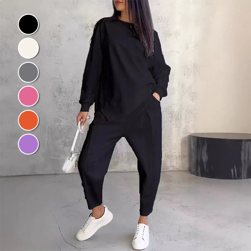 Casual Round Neck Long Sleeve TwoPiece Suit