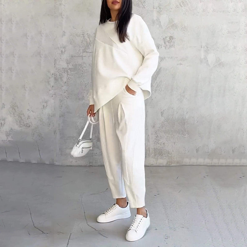 Casual Round Neck Long Sleeve TwoPiece Suit