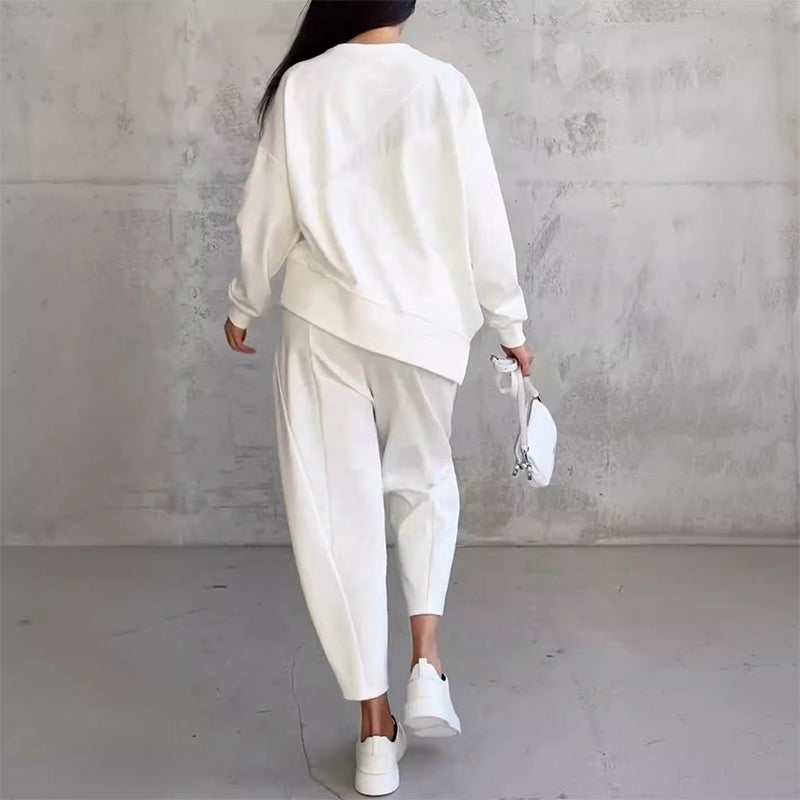 Casual Round Neck Long Sleeve TwoPiece Suit